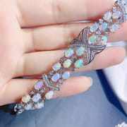 Natural opal bracelet luxury exquisite ladies 925 silver inlaid gemstone fire color beautiful color treasure wholesale