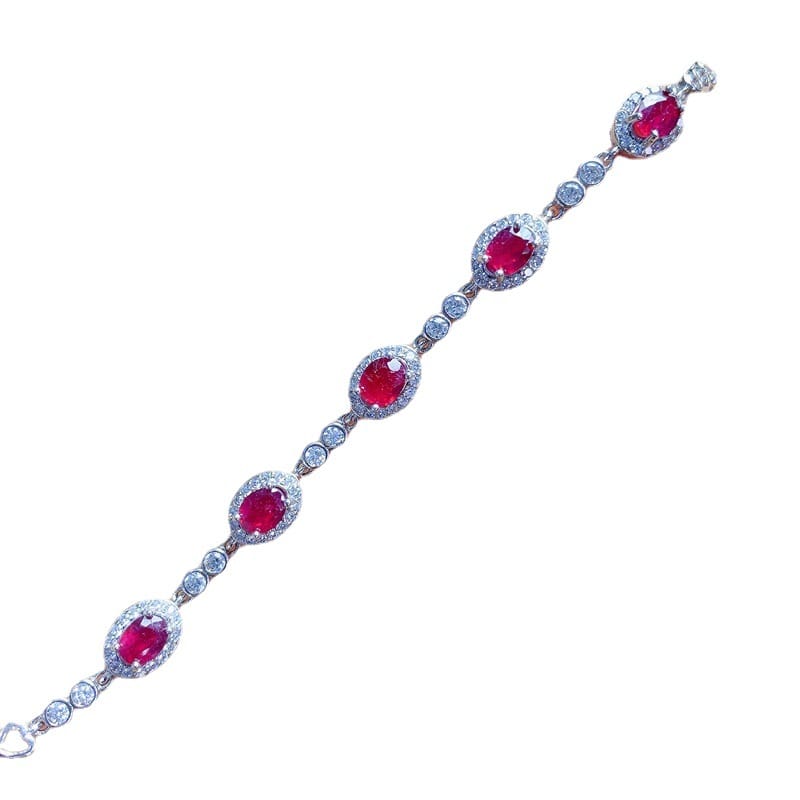 New Burned Ruby Bracelet Exquisite 925 Silver Inlaid Style Beautiful Ladies Live Supply Overseas Supply