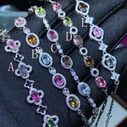 Bracelet 925 Silver Inlaid Natural Tourmaline Bracelet Grain Candy Color