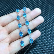 Natural Topaz Bracelet Wholesale 925 Silver Inlaid Swiss Blue Support Identification