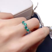 Natural Emerald female ring main stone 3*4mm925 Silver open mouth style fashion colorful treasure wholesale one-piece delivery