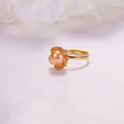 Pearl Jewelry Opening Adjustable Ring Real Gold Electroplated Micro-inlaid Zircon Freshwater Pearl Ring