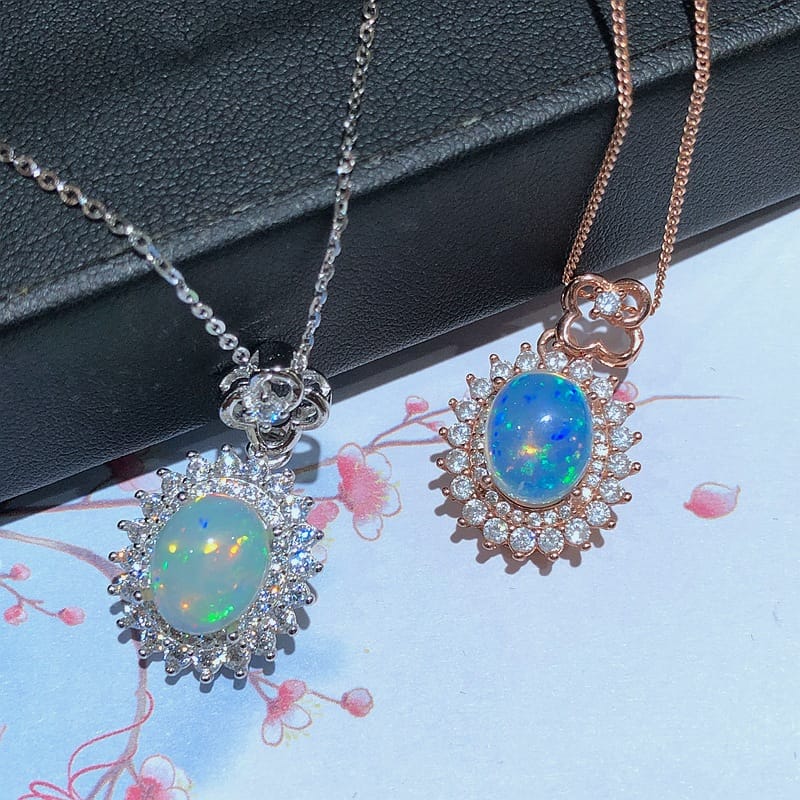 Opal pendant real photo Fire Color good natural Australian fire opal starry sky colorful color