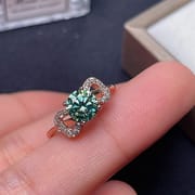 1 karat Green Mosang Diamond Women's Ring GRA Certificate Black Card Waist Code 925 Silver Plated Platinum