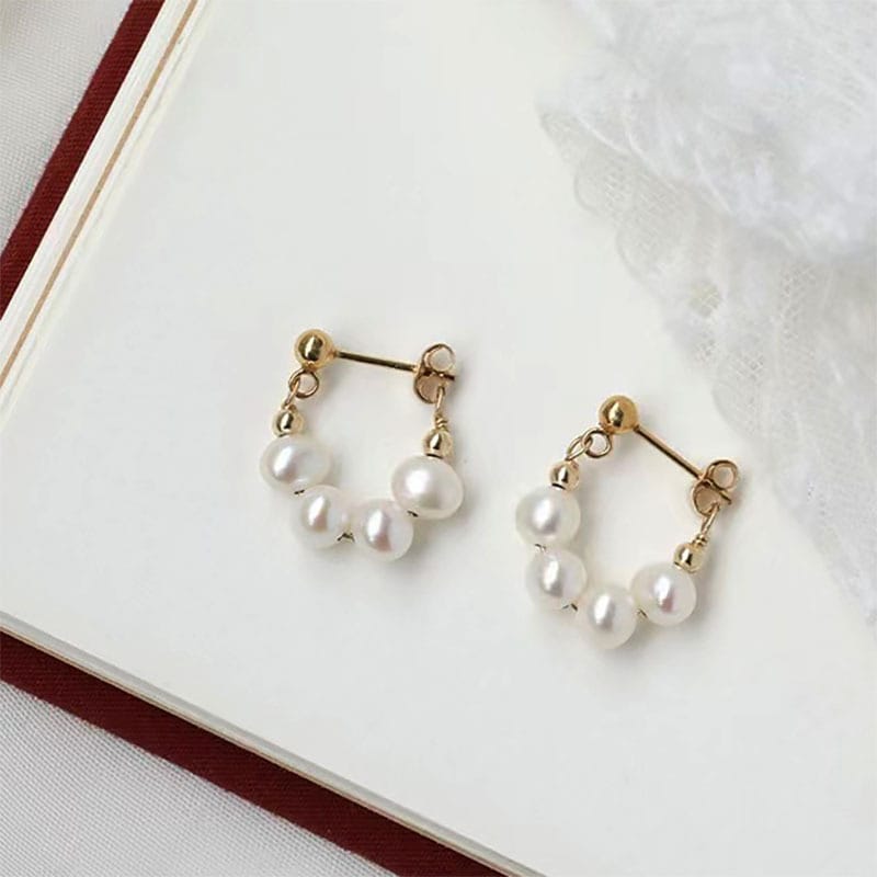 Natural Freshwater Pearl Earrings 925 Silver Earrings Niche Design Simple Fragrant Style Small and High-end Earrings