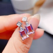 New amethyst stud earrings 925 silver inlaid wholesale factory good manufacturing Women's stud earrings one-piece delivery
