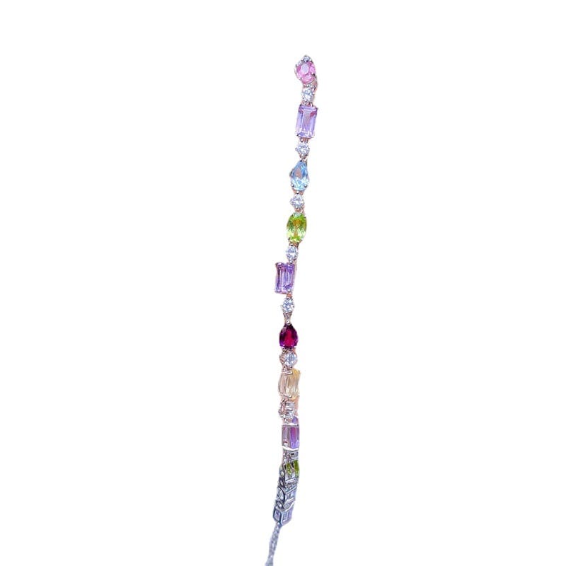 Simple Women Bracelet 925 Silver Natural Lantopa Garnet. Olivine Bracelet Women's Chain Straight