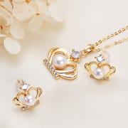 Pearl Necklace Set Women's Crown Mother Chain Freshwater Pearl Earrings Necklace Set