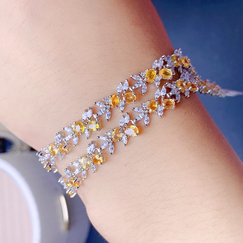 Natural sapphire bracelet girls 925 silver sapphire bracelet 3 * 4mm bare stone gift colorful treasure wholesale