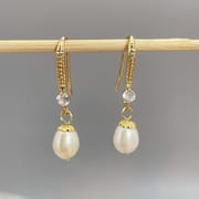 Advanced Sense Water Drop Pearl Earrings Retro Micro-inlaid Zircon Ear Hook Niche Elegant Earrings Women's Internet Celebrity Earrings