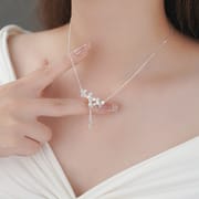 Po S999 Silver Exquisite Butterfly Necklace Women's Trendy Light Luxury Niche Design Sense Advanced Sense Clavicle Chain for Hair