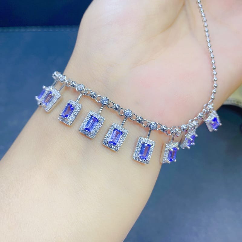 Light luxury natural rose stone evening necklace 925 silver inlaid rose stone women's clavicle necklace wholesale