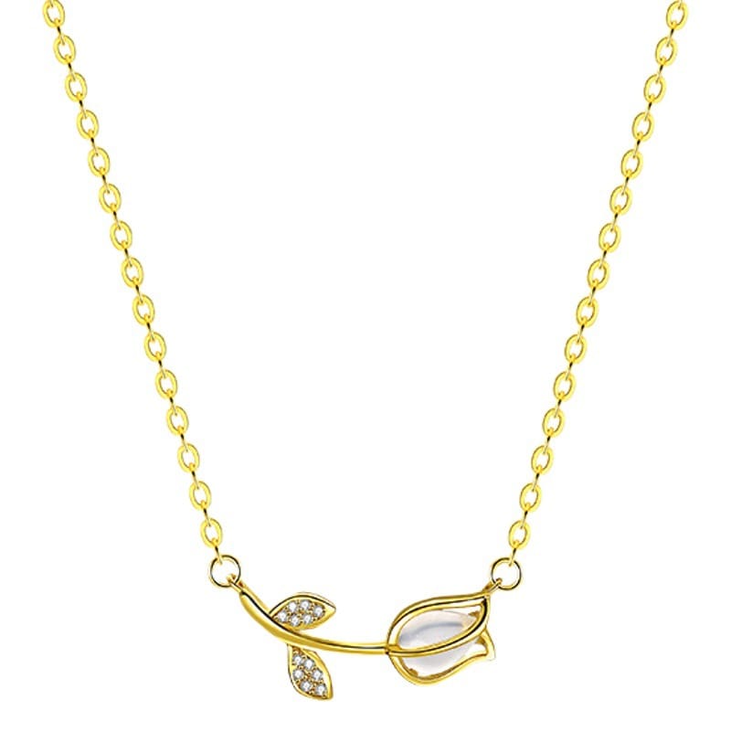 999 Sterling Silver Tulip Necklace Women's 2022 New Summer Light Luxury Niche Clavicle Chain High-end New Style