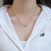 S999足银满钻蝴蝶项链超闪小众设计感新款爆款轻奢高级感女