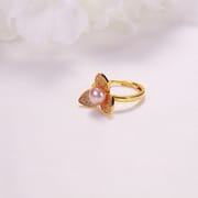 Pearl Jewelry Opening Adjustable Ring Real Gold Electroplated Micro-inlaid Zircon Freshwater Pearl Ring