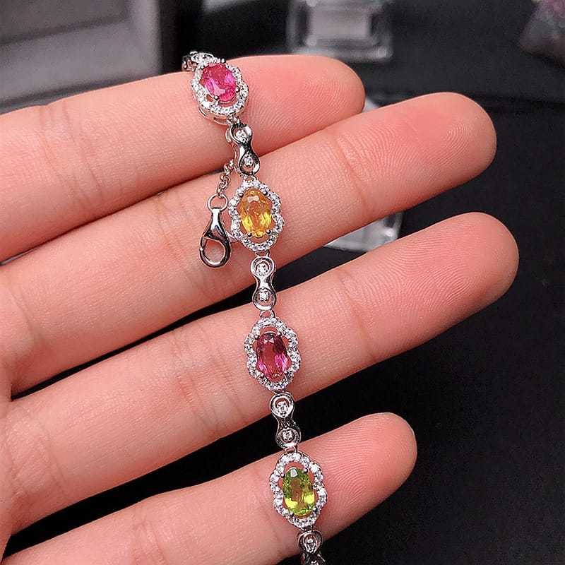 Natural tourmaline ladies Bracelet 925 silver inlaid tourmaline bracelet gift wholesale manufacturers do goods a generation of hair