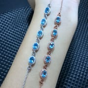 Real photo no color difference 925 sterling silver inlaid natural Topaz bracelet wholesale support customization