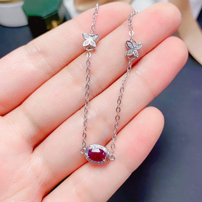 Small fresh fashion Natural ruby bracelet 925 silver bracelet live supply inspected Ruby wholesale