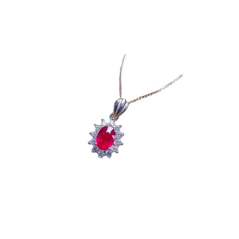 925 silver inlaid New burning ruby pendant ladies simple style fashion cross-border wholesale Live supply