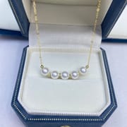 Natural Freshwater Pearl Round Basic Flawless Necklace Women's Collarbone Necklace Advanced Simple S925 Silver Universal Adjustment