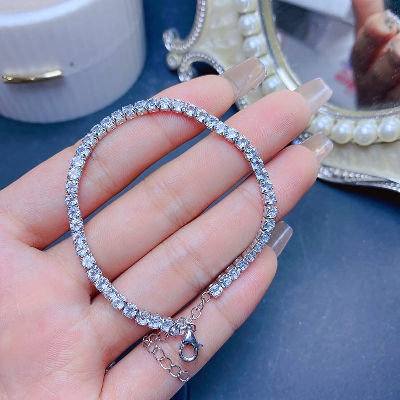 New arrival natural aquamarine bracelet 925 silver inlaid gift wholesale