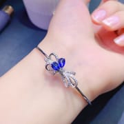 New natural sapphire bracelet 925 sterling silver women's beautiful detection live e-commerce pick-up