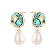 S925 Silver Needle Natural Pearl Geometric Earrings Light Luxury High-end Color Shell Rose Pearl Earrings New Style