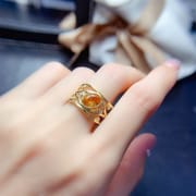 Light luxury European and American natural citrine ring fashion high-end sense temperament 925 silver light luxury design ring ring