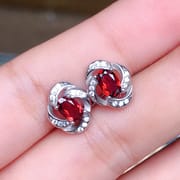 New low price 925 silver detection mall Garnet ladies earrings