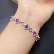 Natural laochu ruby bracelet 4 * 6mm 925 silver inlaid natural laochu ruby bracelet beautiful style
