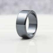Amazon wish Cross-border Blackstone Ring Non-magnetic Arc Flat Ring Wide Ring European and American Simple Men's and Women's Ring