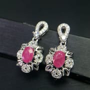 925 Silver Inlaid Natural Ruby Earrings South African Ruby Natural No Optimization Wholesale