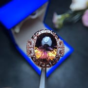 Foreign trade order processing 925 silver plating rose gold purple yellow crystal ring living mouth adjustable