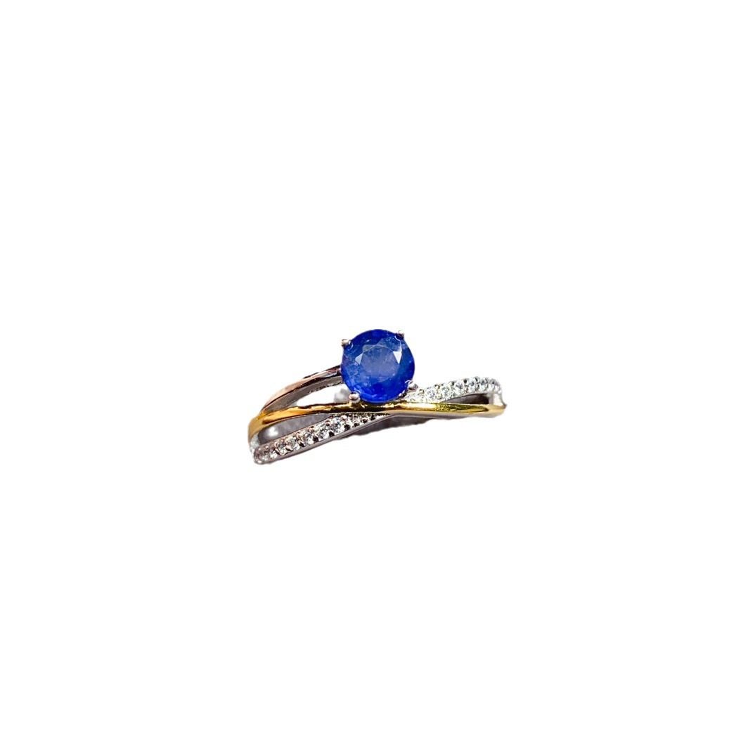 Factory wholesale explosions natural sapphire ring S925 silver inlaid main stone 5*5 selling Europe and the United States a generation of hair
