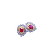 Natural old baked ruby earrings 925 silver inlaid live supply bright colors to support national inspection