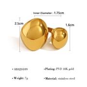 Titanium steel ring 18K gold non-fading women's light luxury high-end European and American stainless steel lava open ring hand jewelry