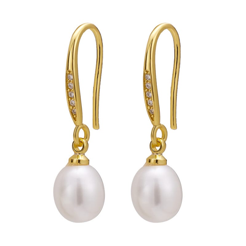 Advanced Sense Water Drop Pearl Earrings Retro Micro-inlaid Zircon Ear Hook Niche Elegant Earrings Women's Internet Celebrity Earrings