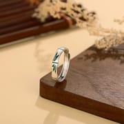 Po S999 Silver Bamboo Leaf Ring New Chinese Style National Style Natural Art Style Retro Elegant Ring