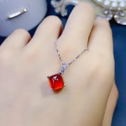 Fashion girls pendant GIY natural Tangta garnet necklace 925 silver 8*8mm Live supply
