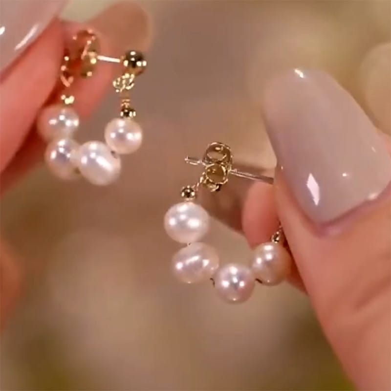 Natural Freshwater Pearl Earrings 925 Silver Earrings Niche Design Simple Fragrant Style Small and High-end Earrings