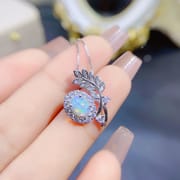 New arrival natural opal pendant 6 * 8mm fire color good lady pendant necklace 925 silver wholesale live TikTok