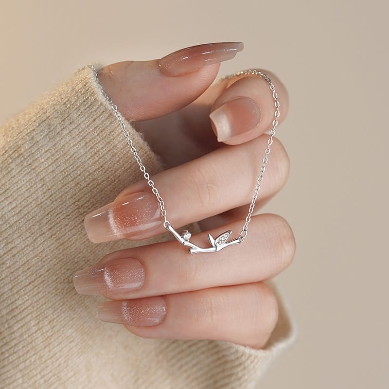 Po S999 Silver Bamboo Necklace 2024 New Fashion Niche Light Luxury High-end Design Clavicle Chain for Hair