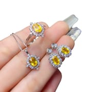Fashion DIY bare stone natural yellow sapphire 925 silver 4*6mm sapphire suit shake sound fast hand wholesale