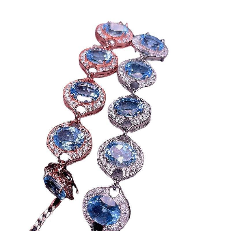 Natural Topaz 925 silver inlaid natural Topaz bracelet fire color good manufacturers make goods one-piece delivery