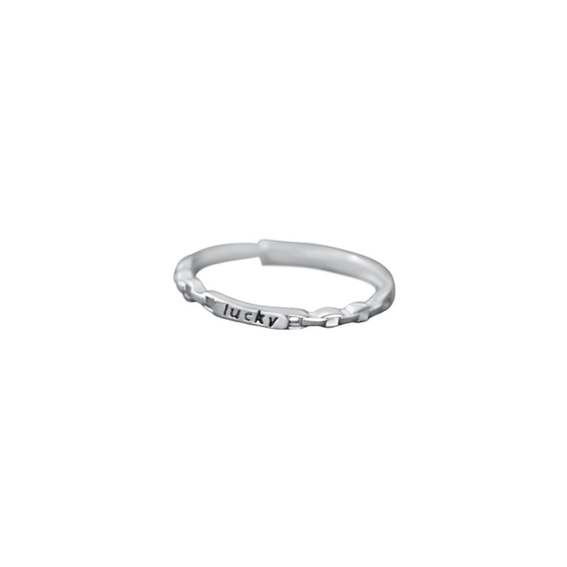 Po S999 Silver Light Luxury Sweet Lucky Letter Ring Simple Girly Sense Niche Design Sense Open Ring