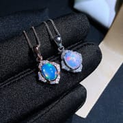 Natural opal pendant S925 silver female main stone 6*8 European and American wholesale