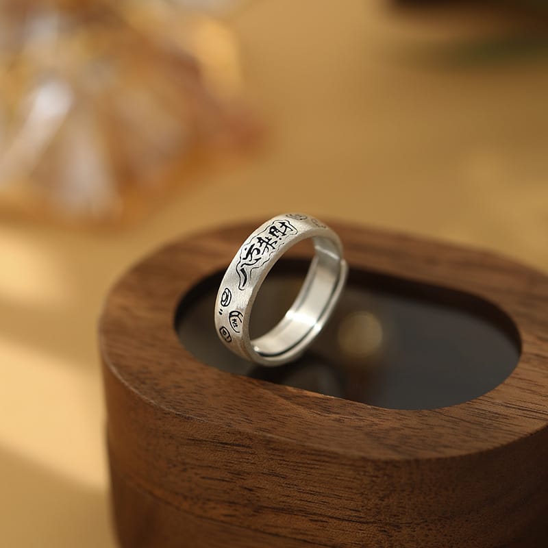  S999 Pure Silver Light Luxury Eight-way Wealth Ring Women's Sweet Cool Style Girl's Niche Design Sense Opening Ring 
