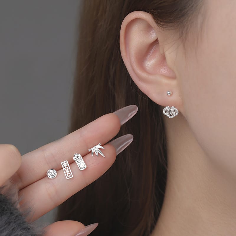Original Po S999 Foot Silver Ancient Rhyme Modern Style Series Multi-Element Chinese Ancient Style Temperament Niche Earrings
