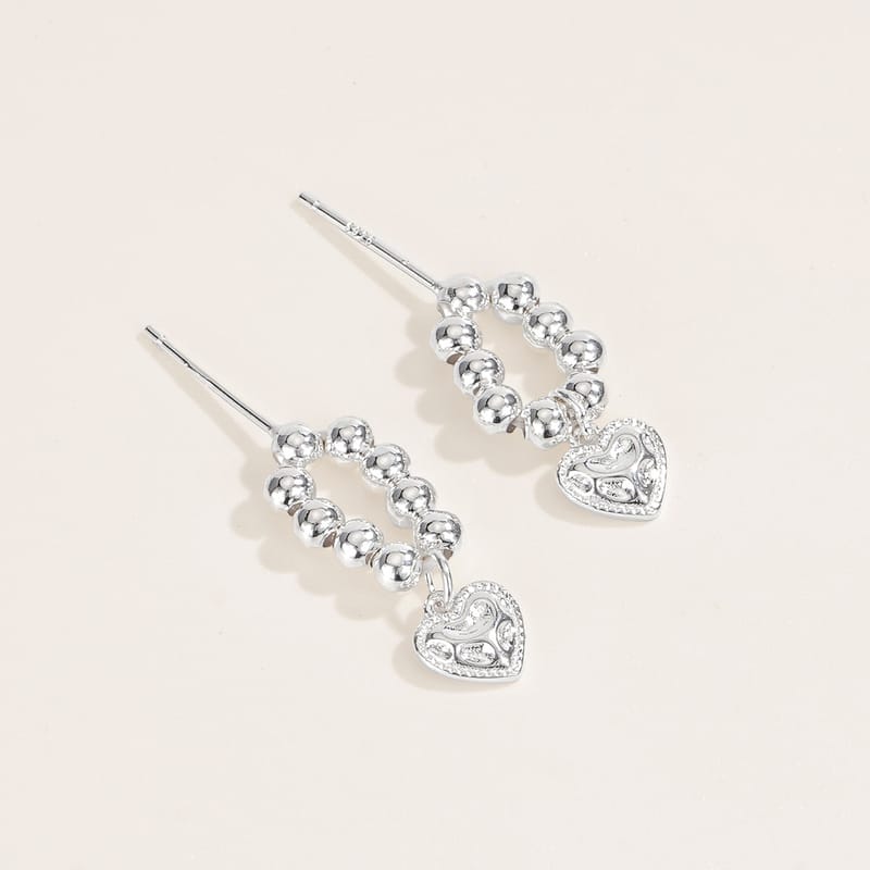 S925 Sterling Silver Niche Design Beaded Napping Love Earrings Simple High-end Earrings