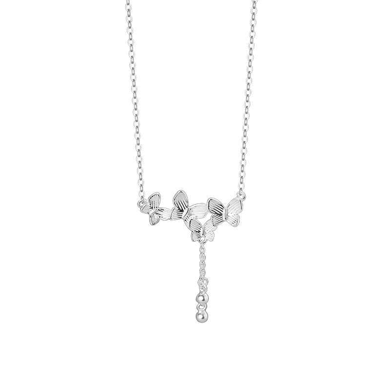 Po S999 Silver Exquisite Butterfly Necklace Women's Trendy Light Luxury Niche Design Sense Advanced Sense Clavicle Chain for Hair